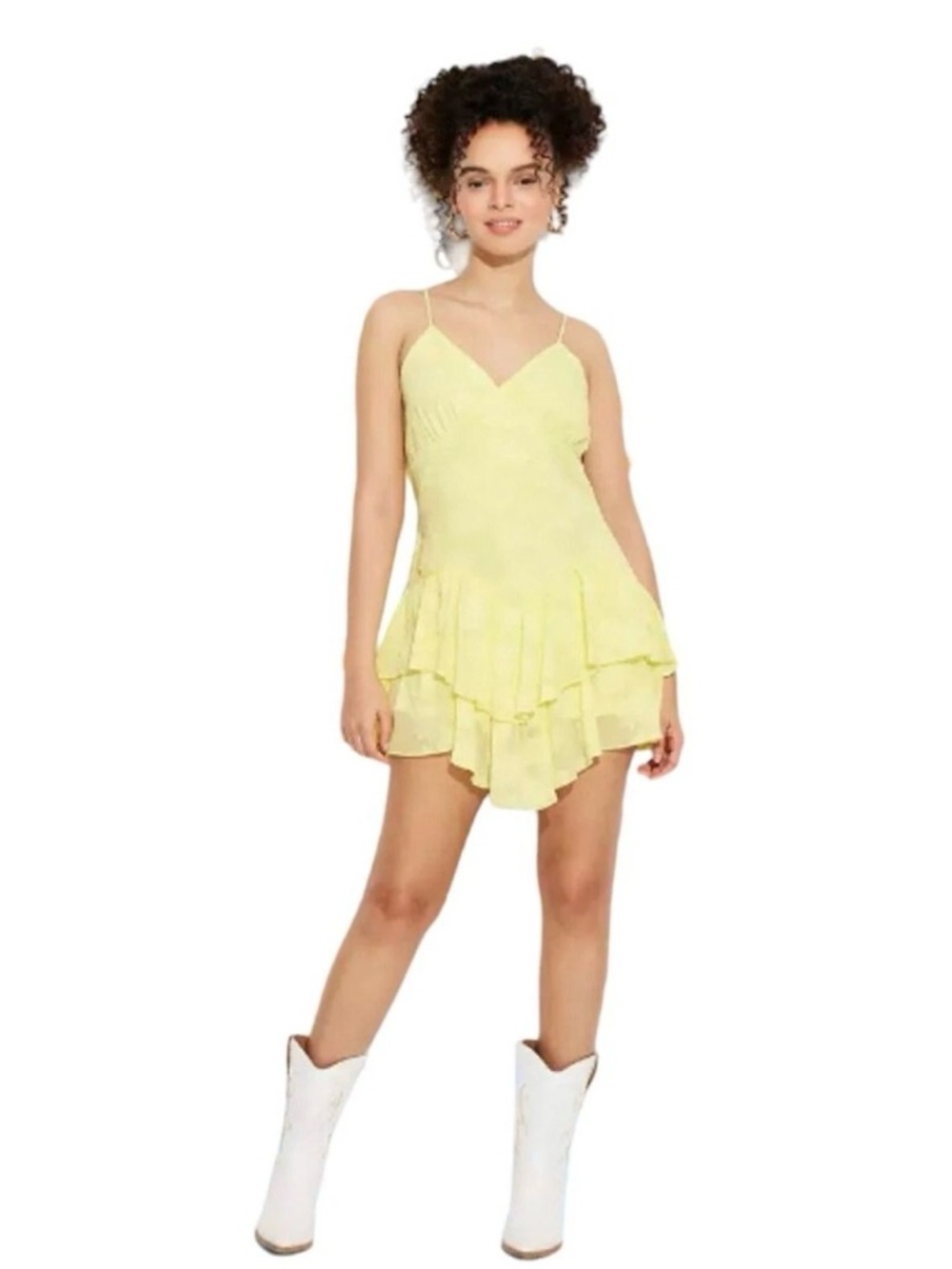 Pastel Yellow Tiered Mini Sun Dress